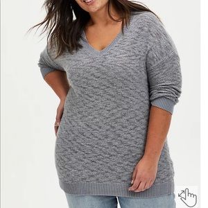 Torrid Grey Slub V-Neck Slouchy Pullover Tunic Sz 14/16